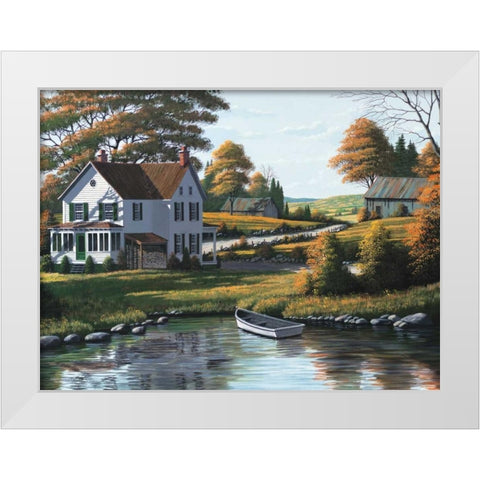 Along the Riverbank White Modern Wood Framed Art Print by Saunders, Bill