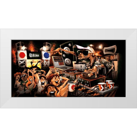 The Party White Modern Wood Framed Art Print by Perez, Adam