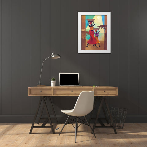 Mothers Helper White Modern Wood Framed Art Print by Mallett, Keith