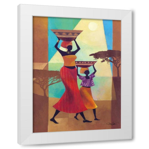 Mothers Helper White Modern Wood Framed Art Print by Mallett, Keith