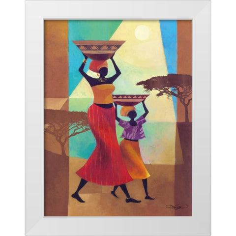 Mothers Helper White Modern Wood Framed Art Print by Mallett, Keith