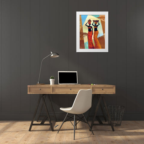 Sisters White Modern Wood Framed Art Print by Mallett, Keith