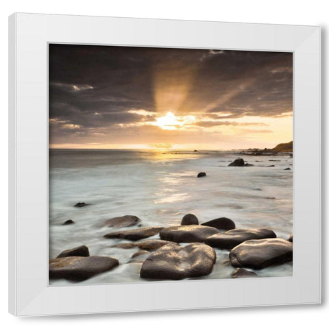 Nordic Sunset White Modern Wood Framed Art Print by Frank, Assaf