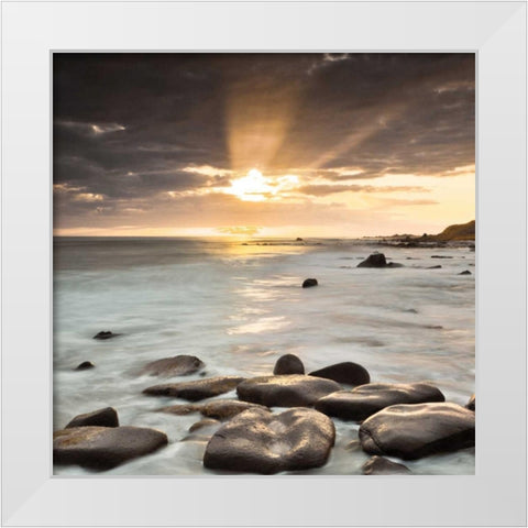 Nordic Sunset White Modern Wood Framed Art Print by Frank, Assaf