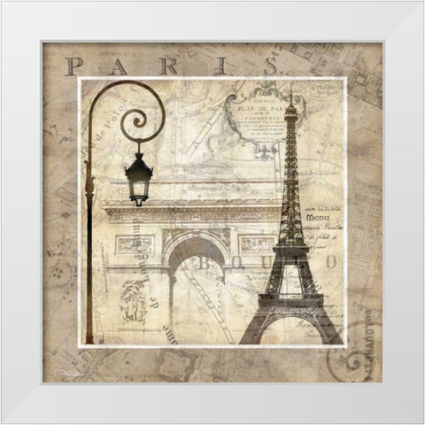 Paris Holiday White Modern Wood Framed Art Print by Mallett, Keith