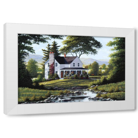 Serenity White Modern Wood Framed Art Print by Saunders, Bill