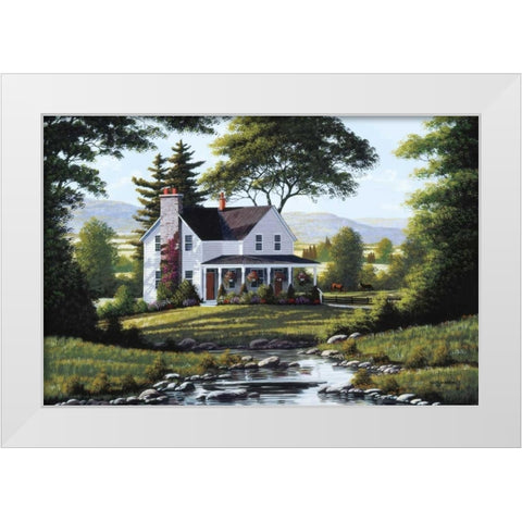 Serenity White Modern Wood Framed Art Print by Saunders, Bill