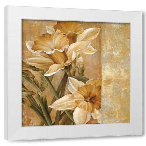 Champagne Daffodils I White Modern Wood Framed Art Print by Thompson, Linda