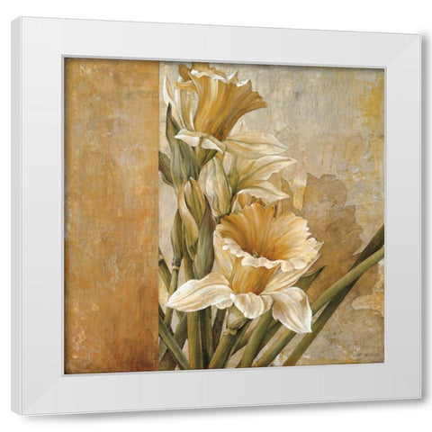 Champagne Daffodils II White Modern Wood Framed Art Print by Thompson, Linda