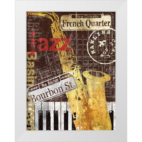 Nawlins White Modern Wood Framed Art Print by Mallett, Keith
