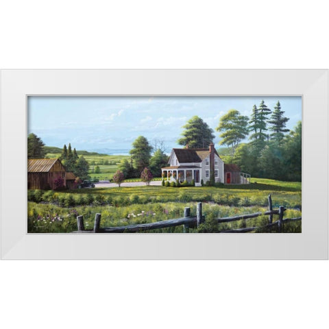 Hanging Basket White Modern Wood Framed Art Print by Saunders, Bill