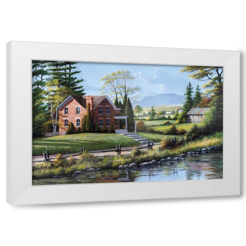 Fields of Gold and Green White Modern Wood Framed Art Print by Saunders, Bill
