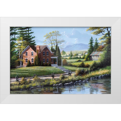 Fields of Gold and Green White Modern Wood Framed Art Print by Saunders, Bill