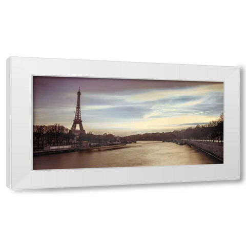 Paris Sunset White Modern Wood Framed Art Print by Frank, Assaf