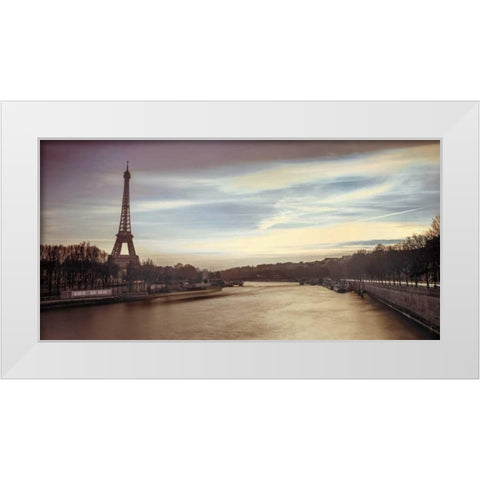 Paris Sunset White Modern Wood Framed Art Print by Frank, Assaf