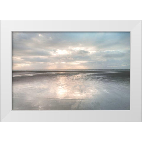 Silver Sands White Modern Wood Framed Art Print by Frank, Assaf