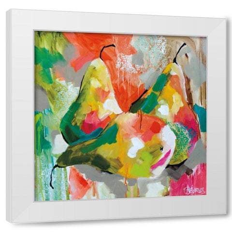 Sunlit Pears White Modern Wood Framed Art Print by Brooks, Amanda J.