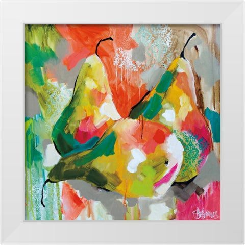 Sunlit Pears White Modern Wood Framed Art Print by Brooks, Amanda J.