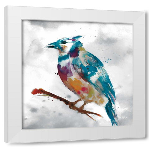 Blue Jay White Modern Wood Framed Art Print by Fontaine, Stephanie
