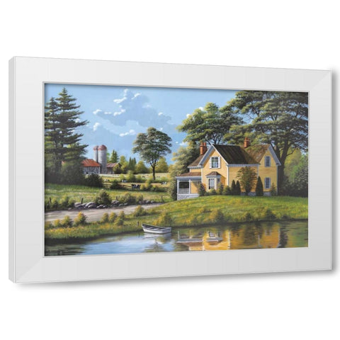 Yellow House White Modern Wood Framed Art Print by Saunders, Bill