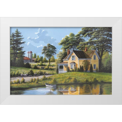 Yellow House White Modern Wood Framed Art Print by Saunders, Bill