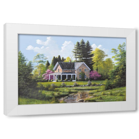 Rippling Stream White Modern Wood Framed Art Print by Saunders, Bill