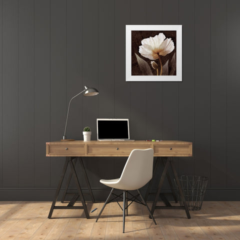 Paisley Poppy I White Modern Wood Framed Art Print by Mallett, Keith
