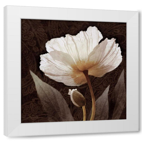 Paisley Poppy I White Modern Wood Framed Art Print by Mallett, Keith