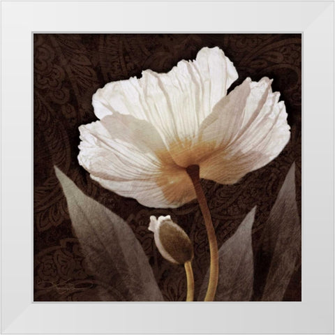 Paisley Poppy I White Modern Wood Framed Art Print by Mallett, Keith
