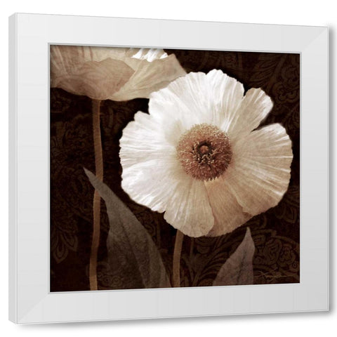 Paisley Poppy II White Modern Wood Framed Art Print by Mallett, Keith