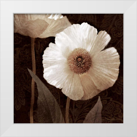 Paisley Poppy II White Modern Wood Framed Art Print by Mallett, Keith