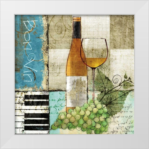 Bon Vin White Modern Wood Framed Art Print by Mallett, Keith