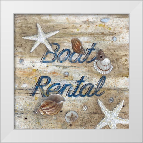 Boat Rental White Modern Wood Framed Art Print by Fisk, Arnie