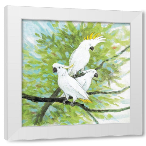 Cockatoos White Modern Wood Framed Art Print by Fisk, Arnie
