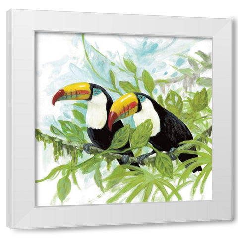 Toucans White Modern Wood Framed Art Print by Fisk, Arnie
