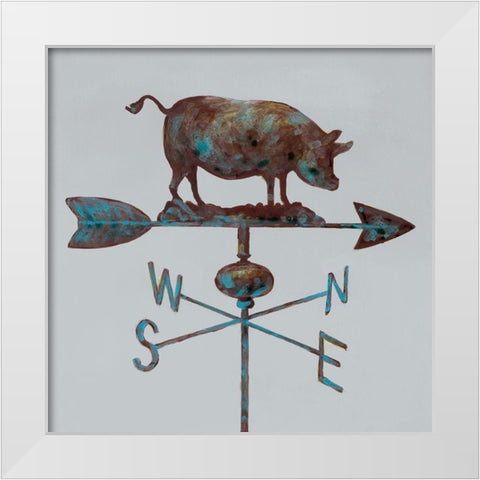 Rural Relic Pig White Modern Wood Framed Art Print by Fisk, Arnie