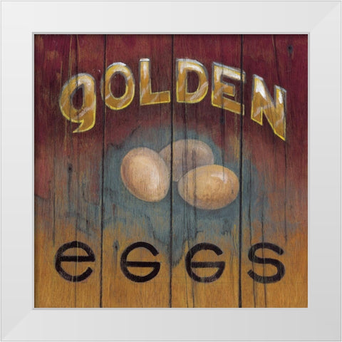 Golden Eggs White Modern Wood Framed Art Print by Fisk, Arnie