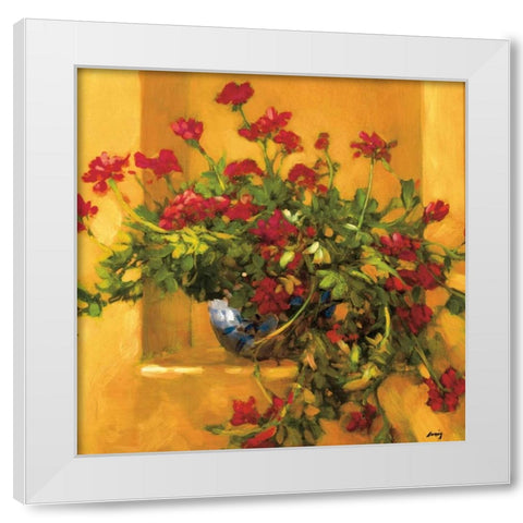 Ivy Geraniums White Modern Wood Framed Art Print by Craig, Philip