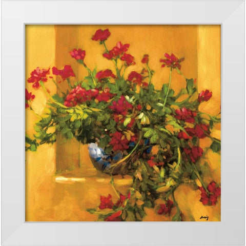 Ivy Geraniums White Modern Wood Framed Art Print by Craig, Philip