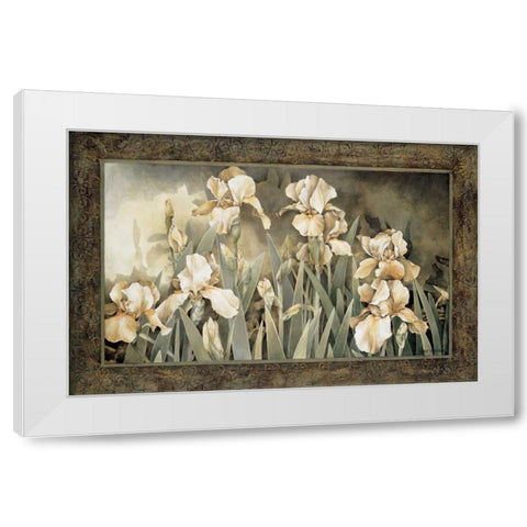Field of Irises White Modern Wood Framed Art Print by Thompson, Linda