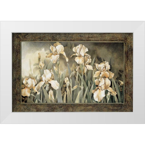 Field of Irises White Modern Wood Framed Art Print by Thompson, Linda