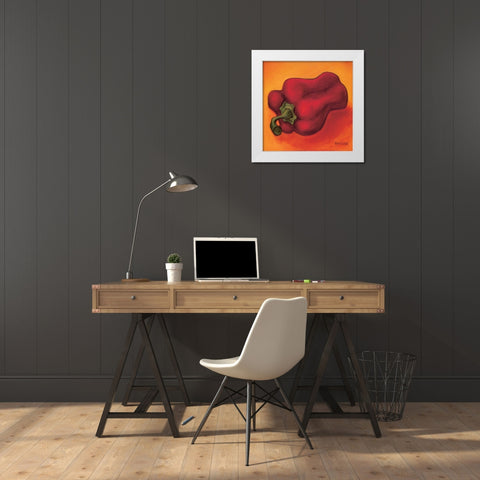 Red Pepper White Modern Wood Framed Art Print by Rafuse, Will