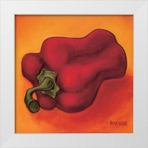 Red Pepper White Modern Wood Framed Art Print by Rafuse, Will