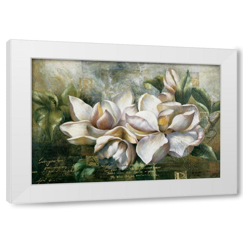 Dawning Magnolias White Modern Wood Framed Art Print by Meng