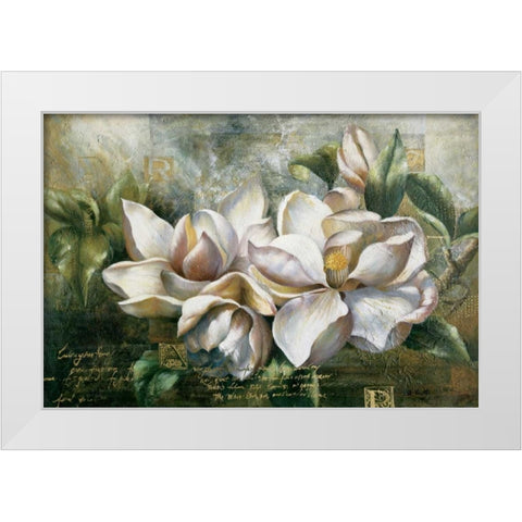 Dawning Magnolias White Modern Wood Framed Art Print by Meng