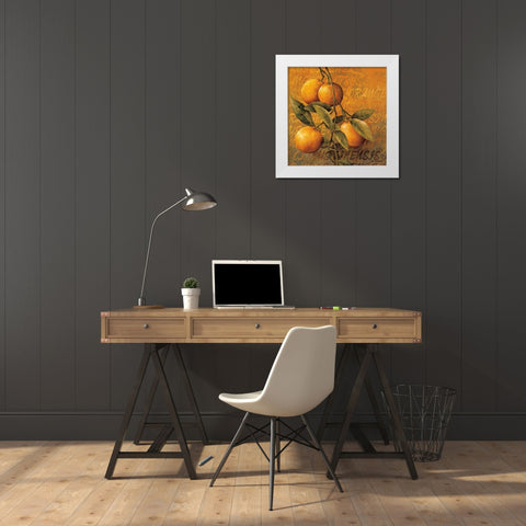 Orange Branch White Modern Wood Framed Art Print by Thompson, Linda