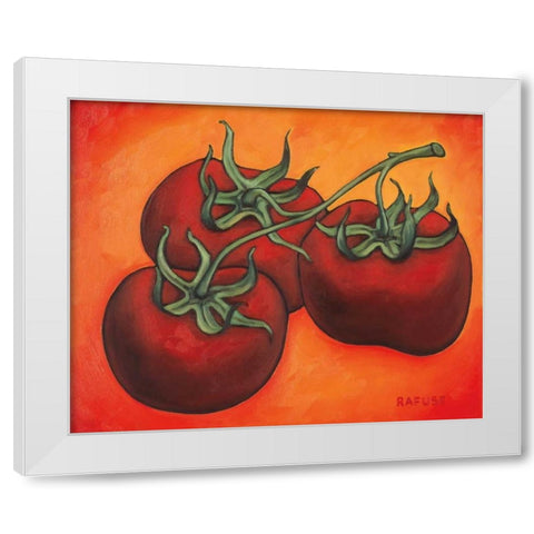 Three Tomatoes White Modern Wood Framed Art Print by Rafuse, Will