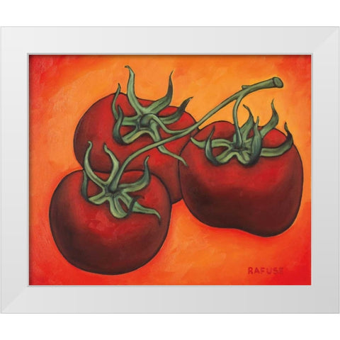 Three Tomatoes White Modern Wood Framed Art Print by Rafuse, Will