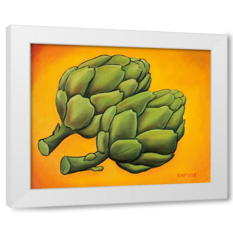 Two Artichokes White Modern Wood Framed Art Print by Rafuse, Will