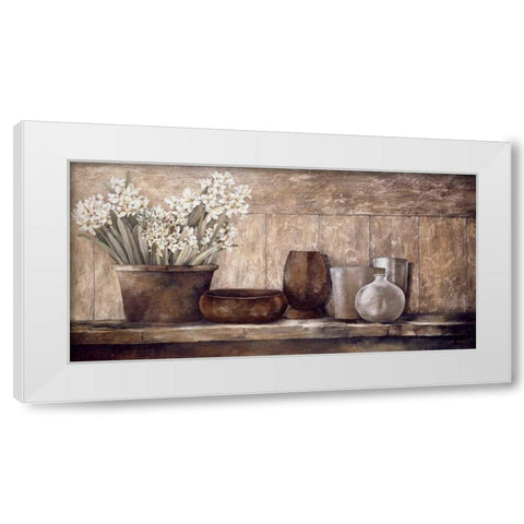 Hyacinth on a Sideboard White Modern Wood Framed Art Print by Thompson, Linda